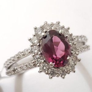 Garnet and CZ ring